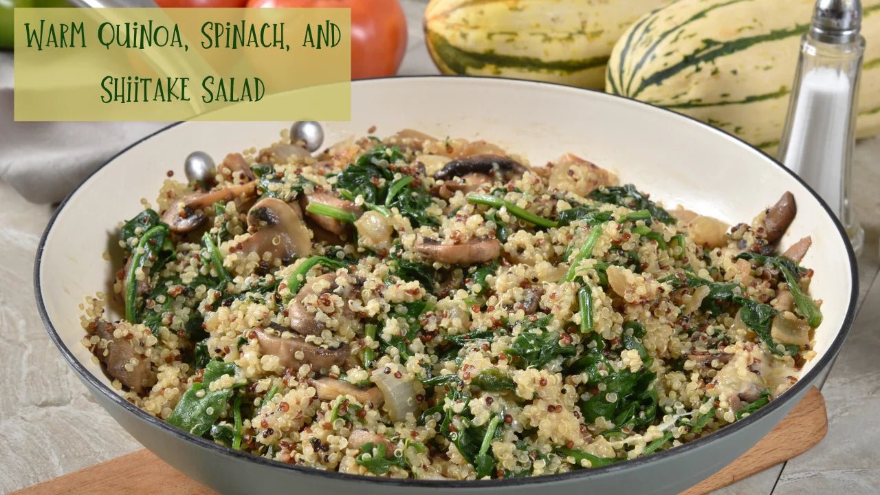 Warm Quinoa, Spinach and Shitake Salad - Nosh Detox